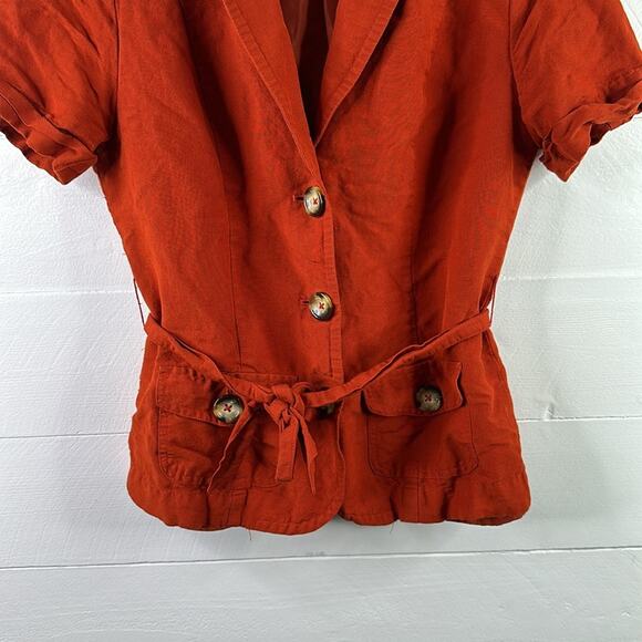 EAST 5TH Burnt Orange Linen Short Sleeve Single Breast Blouse Shirt Top Size S - Picture 6 of 9
